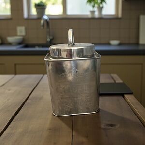 Silver Coffee Canister with Lid